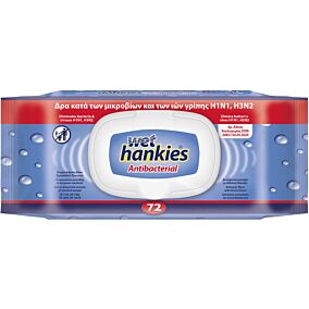 Υγρά μαντηλάκια WET HANKIES αντιβακτηριακά (72τεμ.)