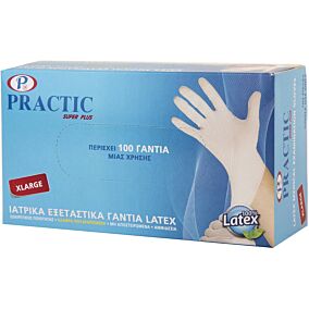 Γάντια PRACTIC μίας χρήσης latex, extra large (100τεμ.)