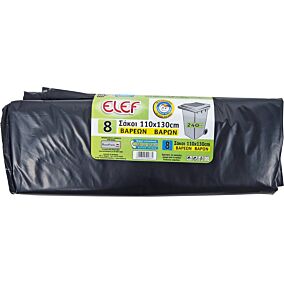 Σακούλες απορριμμάτων ELEF βαρέων βαρών 110x130cm (8τεμ.)