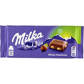 Σοκολάτα MILKA με ολόκληρα φουντούκια (100g)