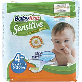 Πάνες BABYLINO Sensitive No.4+, 9-20kg (19τεμ.)