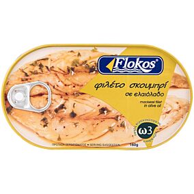 Κονσέρβα FLOKOS φιλέτο σκουμπρί σε ελαιόλαδο (160g)