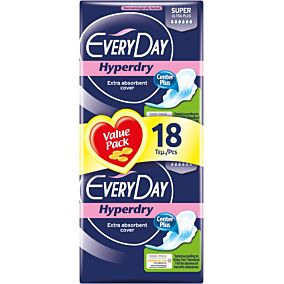 Σερβιέτες EVERYDAY Hyperdry Ultra Plus Center Plus με φτερά (18τεμ.)