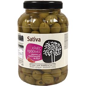 Ελιές SATIVA πράσινες με πιπεριά (1kg)