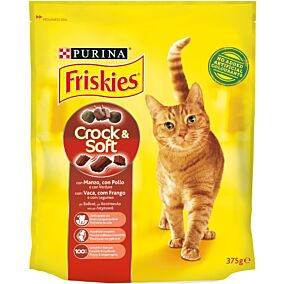 Ξηρά τροφή FRISKIES γάτας Crock & Soft βοδινό, κοτόπουλο και λαχανικά (375g)