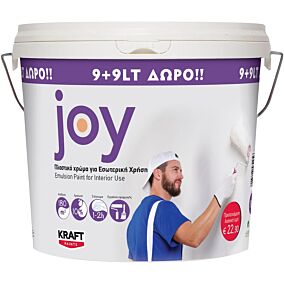 Χρώμα KRAFT Joy πλαστικό εσωτερικής χρήσης, λευκό (9+9lt ΔΩΡΟ)