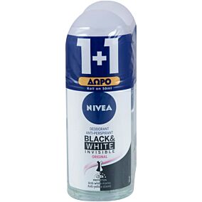 Αποσμητικό NIVEA black & white invisible roll on 1+1ΔΩΡΟ (50ml)