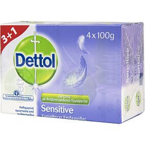 Σαπούνι DETTOL Sensitive πλάκα (4x100g)