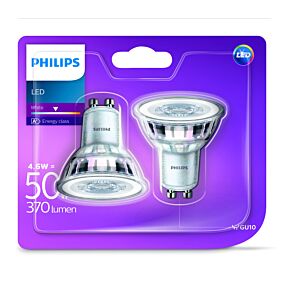 Λάμπα PHILIPS LED 4,6W GU10 WH λευκό φως (2τεμ.)