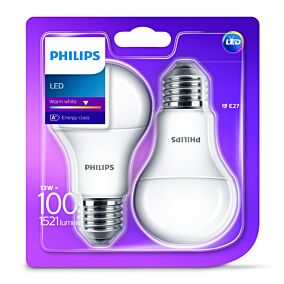 Λάμπα PHILIPS LED 13W A60 E27 θερμό φως (2τεμ.)