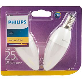 Λάμπα PHILIPS LED 4W B35 E14 (2τεμ.) θερμό φως