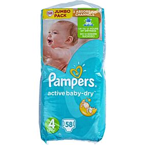 Πάνες PAMPERS active baby-dry No.4, 8-14kg (58τεμ.)