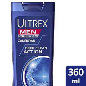 Σαμπουάν ULTREX Men Deep Clean Action αντιπιτυριδικό για κανονικά μαλλιά (360ml)