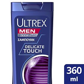 Σαμπουάν ULTREX Men Delicate Touch αντιπιτυριδικό για ξηροδερμία (360ml)