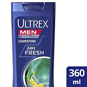 Σαμπουάν ULTREX Men 24 Hour Fresh αντιπιτυριδικό για όλους τους τύπους μαλλιών (360ml)