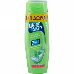 Σαμπουάν WASH & GO 2 σε 1 sport (1+1 δώρο) (400ml)