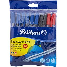 Στυλό διαρκείας PELIKAN stick K86S (6 μπλε - 2 μαύρα - 2 κόκκινα) (10τεμ.)