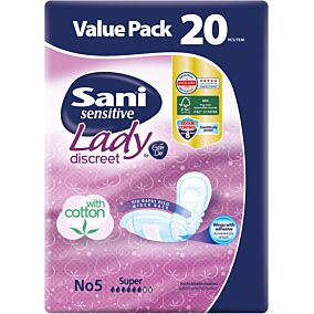 Σερβιέτες SANI Lady Sensitive Super No.5 για την ακράτεια (20τεμ.)