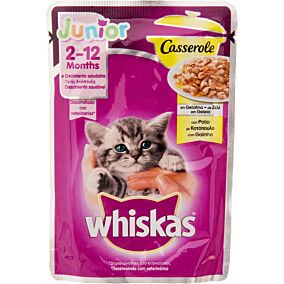 Τροφή WHISKAS γάτας junior σε ζελέ με κοτόπουλο (85g)