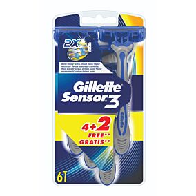 Ξυραφάκια GILLETTE sensor 3 μιας χρήσης 4+2ΔΩΡΟ (6τεμ.)