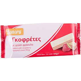 Γκοφρέτα BONORA με κρέμα φράουλα (180g)