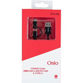 Καλώδιο OSIO micro-usb type-c 1m black