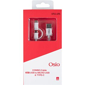 Καλώδιο OSIO micro-usb type-c 1m white