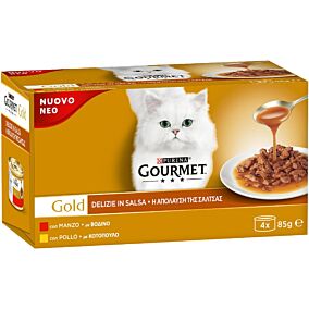 Τροφή GOURMET GOLD με βοδινό και κοτόπουλο (4x85g)