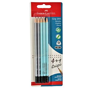 Μολύβι FABER-CASTELL Grip με γόμα blister 4+1 ΔΩΡΟ