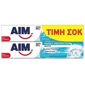 Οδοντόκρεμα AIM White Family Protection (2x75ml)