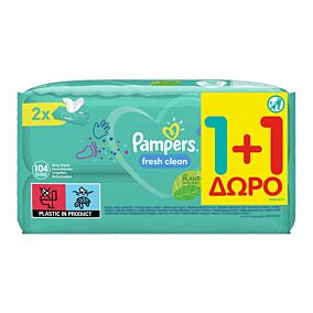 Μωρομάντηλα PAMPERS Fresh 1+1 ΔΩΡΟ (2x52τεμ.)