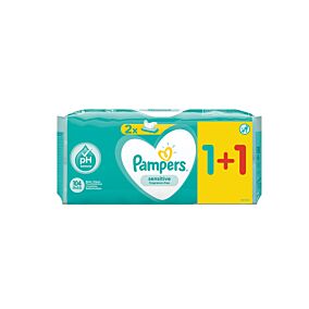 Μωρομάντηλα PAMPERS Sensitive 1+1 ΔΩΡΟ (2x52τεμ.)