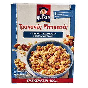 Δημητριακά QUAKER τραγανές μπουκιές βρώμης με ξηρούς καρπούς (450g)