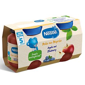 Παιδική κρέμα NESTLE μήλο, μύρτιλλο (2x125g)