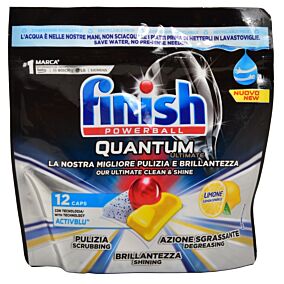 Απορρυπαντικά FINISH Quantum Ultimate lemon πλυντηρίου πιάτων σε κάψουλες (12τεμ.)