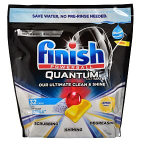 Απορρυπαντικά FINISH Quantum Ultimate lemon πλυντηρίου πιάτων σε κάψουλες (32τεμ.)