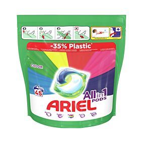 Απορρυπαντικό ARIEL All In One Color πλυντηρίου ρούχων , σε υγρές κάψουλες (45τεμ.)