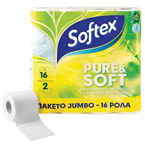 Χαρτί υγείας SOFTEX Pure & Soft (16τεμ.)