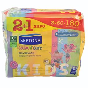 Μωρομάντηλα SEPTONA Calm n' Care Kids με πανθενόλη 2+1 δώρο (3x60τεμ.)