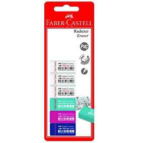 FABER-CASTELL γόμες PVC-Free 3 λευκές + 3 χρωματιστές 6τεμ.