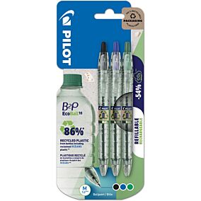 PILOT στυλό Ecoball B2P μπλέ 1.0mm με ανταλλακτικό 3τεμ. διάφορα χρώματα