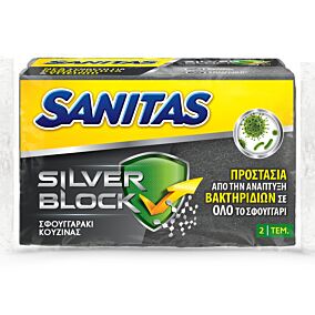 SANITAS σφουγγάρι κουζίνας Silver Block 2τεμ.