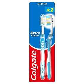 Colgate Extra Clean Μέτρια Οδοντόβουρτσα Διπλή Συσκευασία (2τεμ)