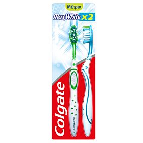 Colgate Max White Μέτρια Οδοντόβουρτσα 1+1 ΟΙΚΟΝΟΜΙΚΗ ΣΥΣΚΕΥΑΣΙΑ (2τεμ)