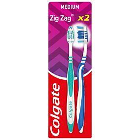 Colgate Zig Zag Μέτρια Οδοντόβουρτσα Διπλή Συσκευασία (2τεμ)